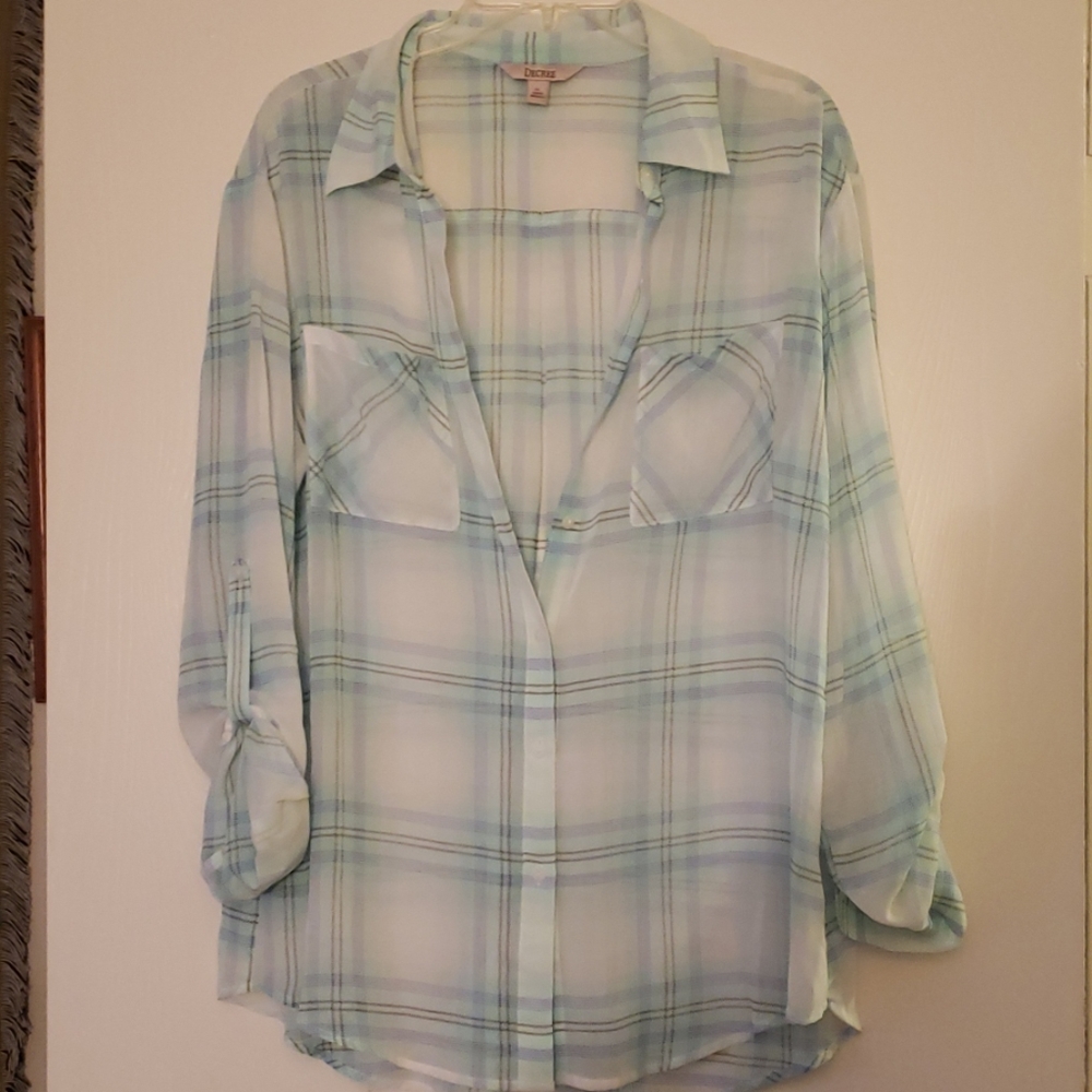 Decree XL blue plaid button up